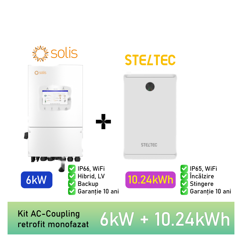 KIT 6 kW + 10,24 kWh Solis monofazat | begreen.ro