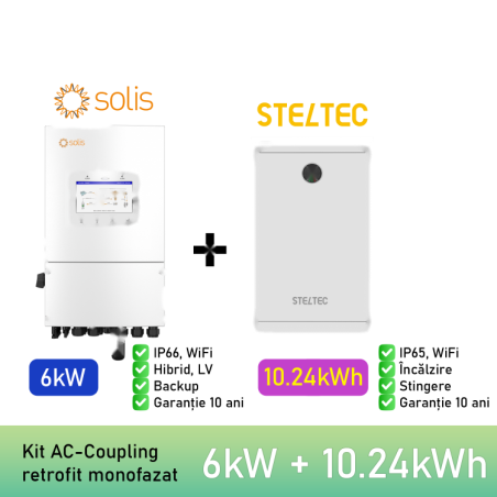 KIT 6 kW + 10,24 kWh Solis monofazat | begreen.ro